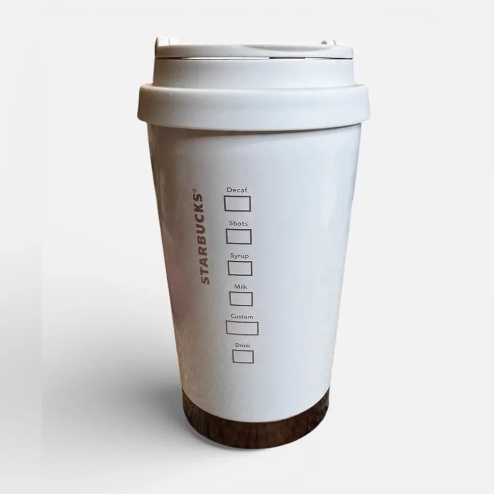 STARBUCKS Overseas 2017 SS White/ Gold To Go Cup Elma Tumbler Limited RARE